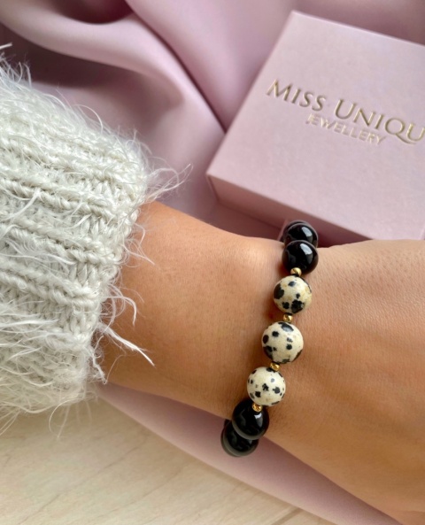 Bransoletka Jaspis dalmatyński & Onyks Glow